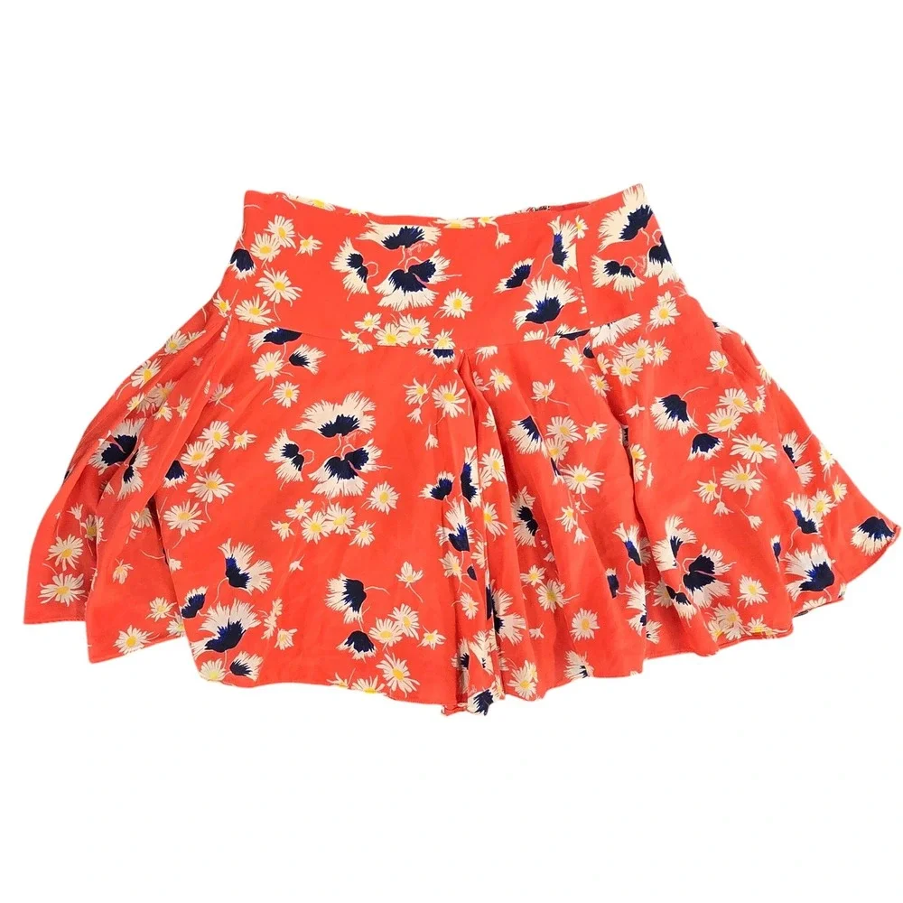 Vintage Juicy Couture Women's‎ skirt 6 100% SILK melon blue yellow white floral